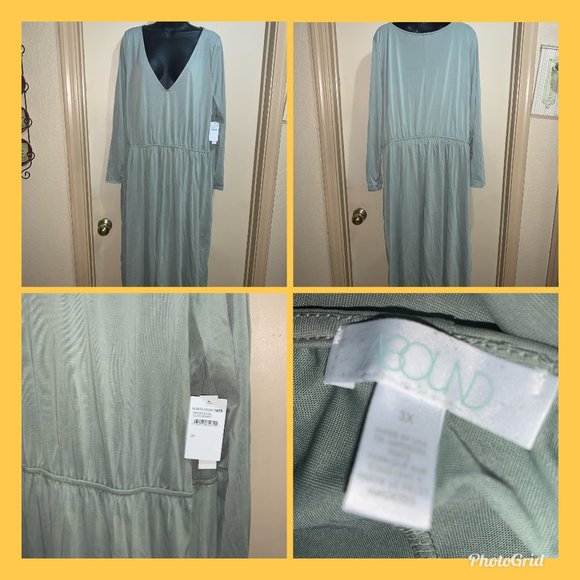 ABOUND OLIVE BURNT SZ 3X V-NECK LONG SLEEVE DRESS - Picture 1 of 8